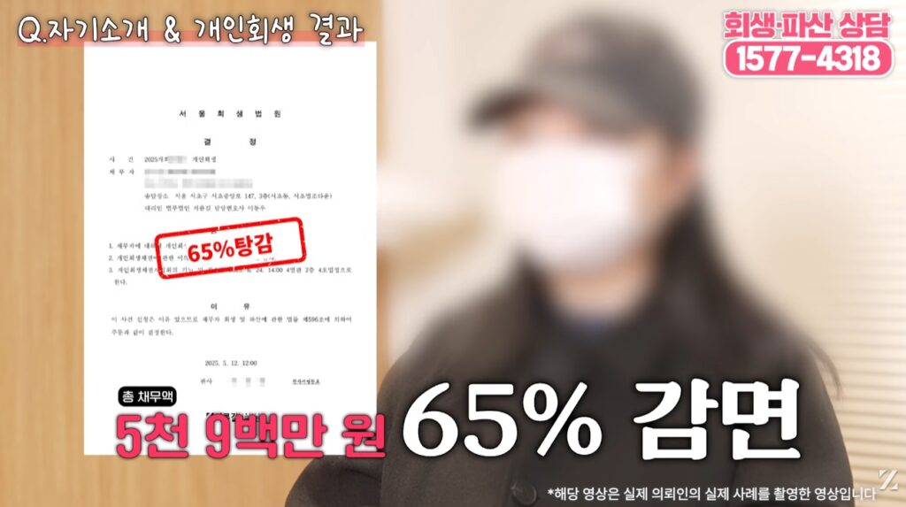 게임 과금으로 개인회생을 신청한 후
5,900만 원의 빚이 65% 감면 되었습니다