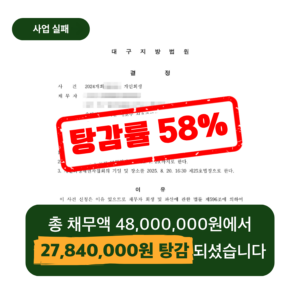 대구지방법원 신청 사업실패 의뢰인 개시결정문