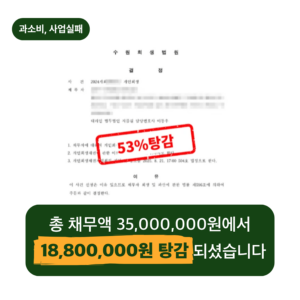 수원회생법원의 개인회생 신청 개시결정문 53% 탕감