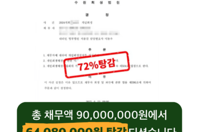 자영업자 개인회생, 창업대출 빚을 OO% 탕감 받았습니다